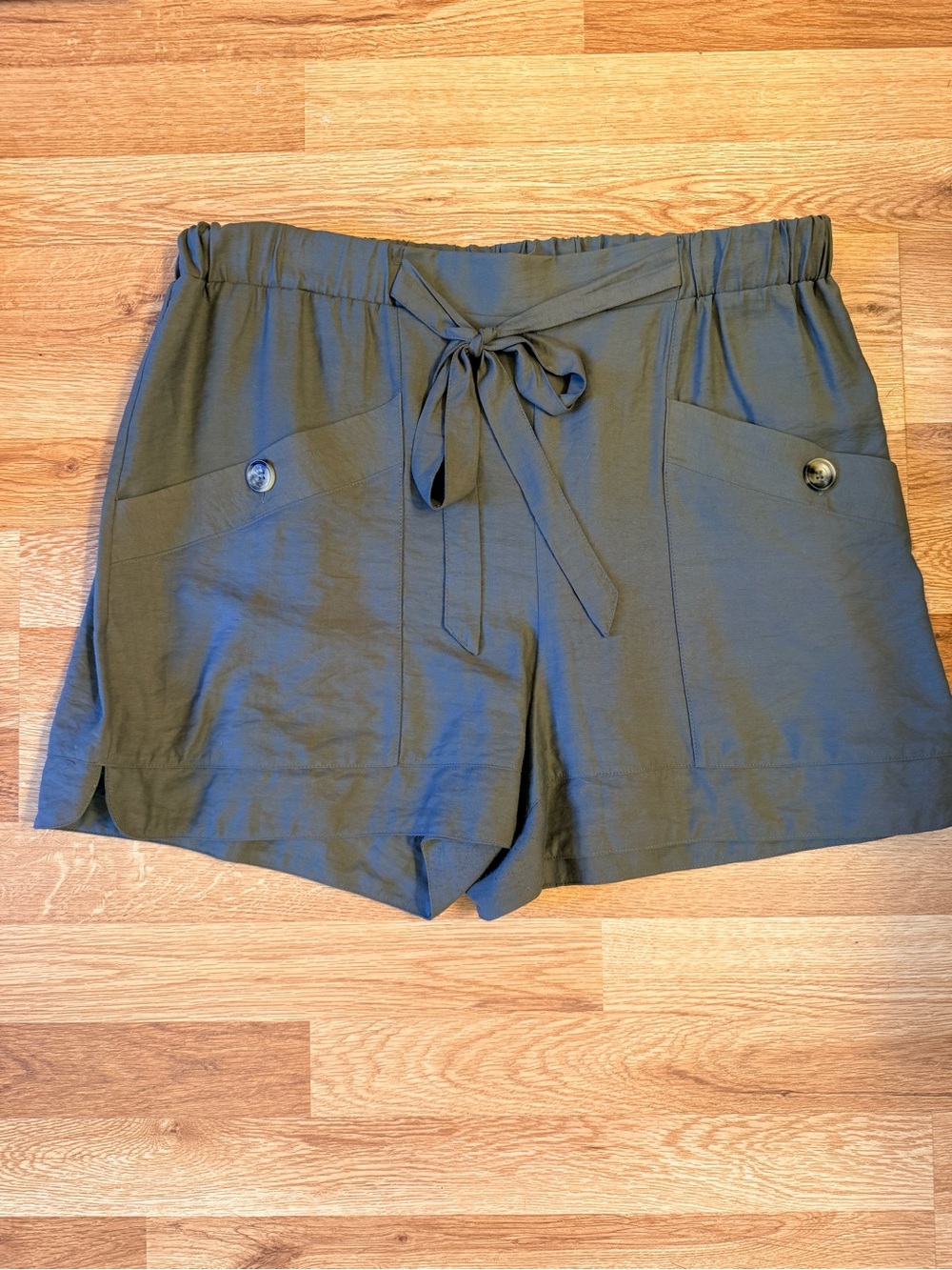 HYFVE Olive Tie-Front High Waist Utility Shorts